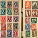 ** A meticulously organized collection of vintage Polish stamps displayed in a clear binder. Soft, diffused lighting highlights the intricate details of the stamps. In the background, a magnifying glass rests on a philately catalog. The overall impression is one of expertise and care.

**